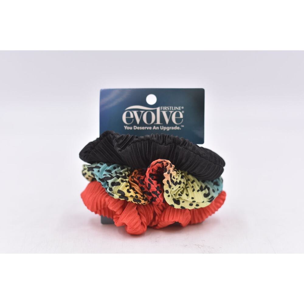 Firstline Evolve 3 Pack HAIR SCRUNCHIES - Black / Red / Multicolor Print NEW
